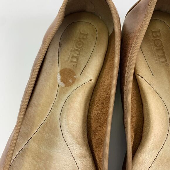 Born Chelan Ballet Flat Brown Leather Slip On Bow Round Toe Comfort Womens 7.5 - Picture 5 of 11
